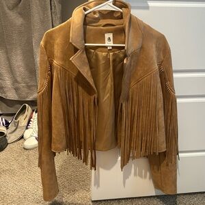 Suede fringe jacket- tan